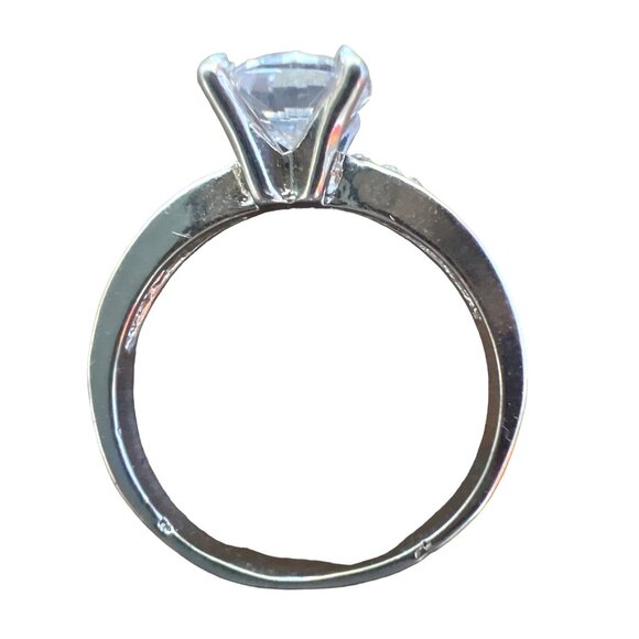 Sparkly 1 carat Engagement Ring Platinum White Gold Silver Tone Prong Set SZ 9.7 - Picture 4 of 15